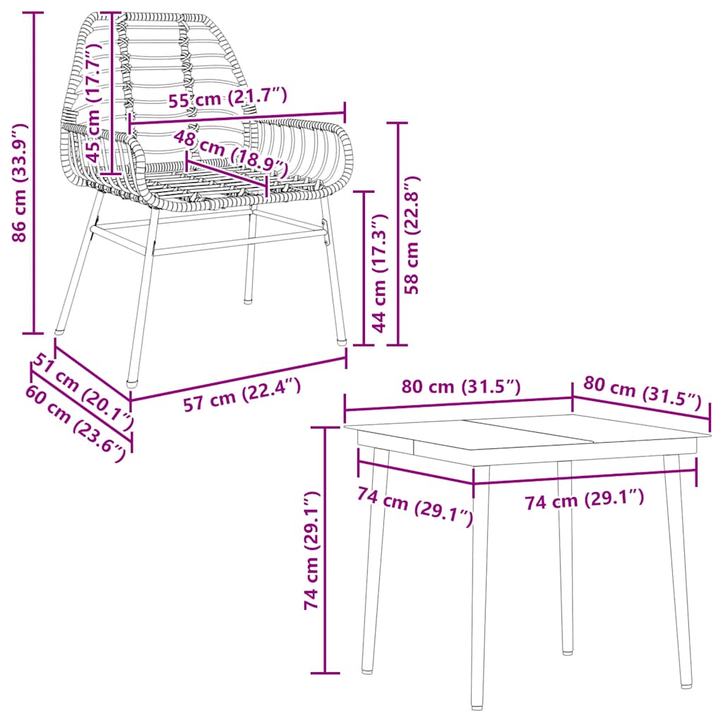 Outdoor Furniture Set 5 Piece Garden Dining Poly Rattan Glass Brown Black 80 Cm
