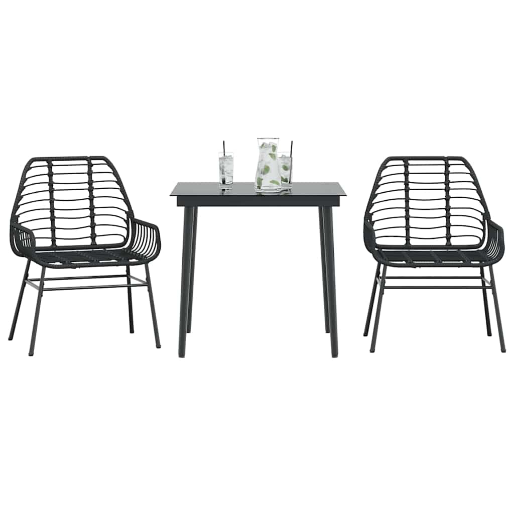 5 Piece Garden Dining Set Poly Rattan Glass