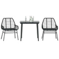 Outdoor Furniture Set 5 Piece Garden Dining Poly Rattan Glass Brown Black 80 Cm