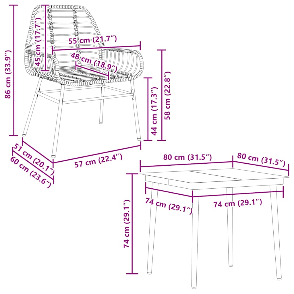 Outdoor Furniture Set 5 Piece Garden Dining Poly Rattan Glass Brown Black 80 Cm