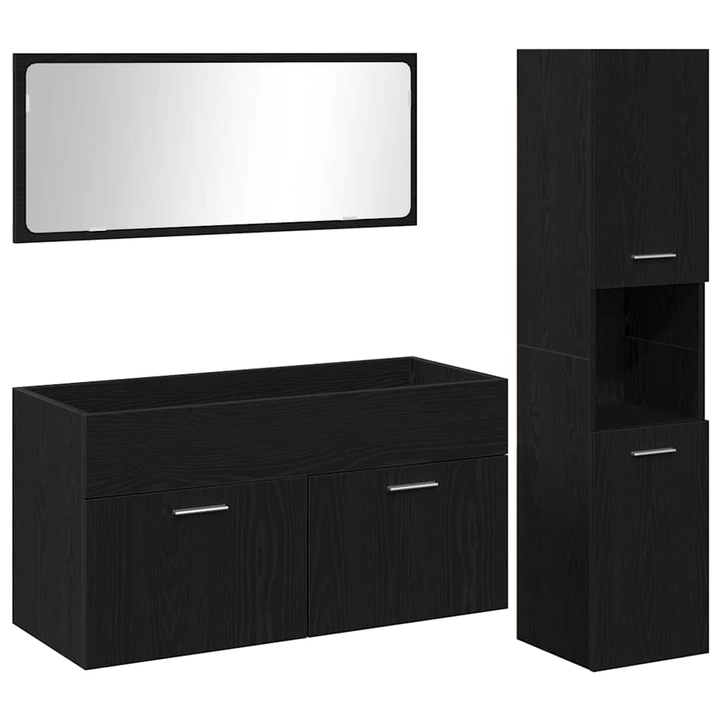 Bathroom Furniture Set 3 Pcs Engineered Wood