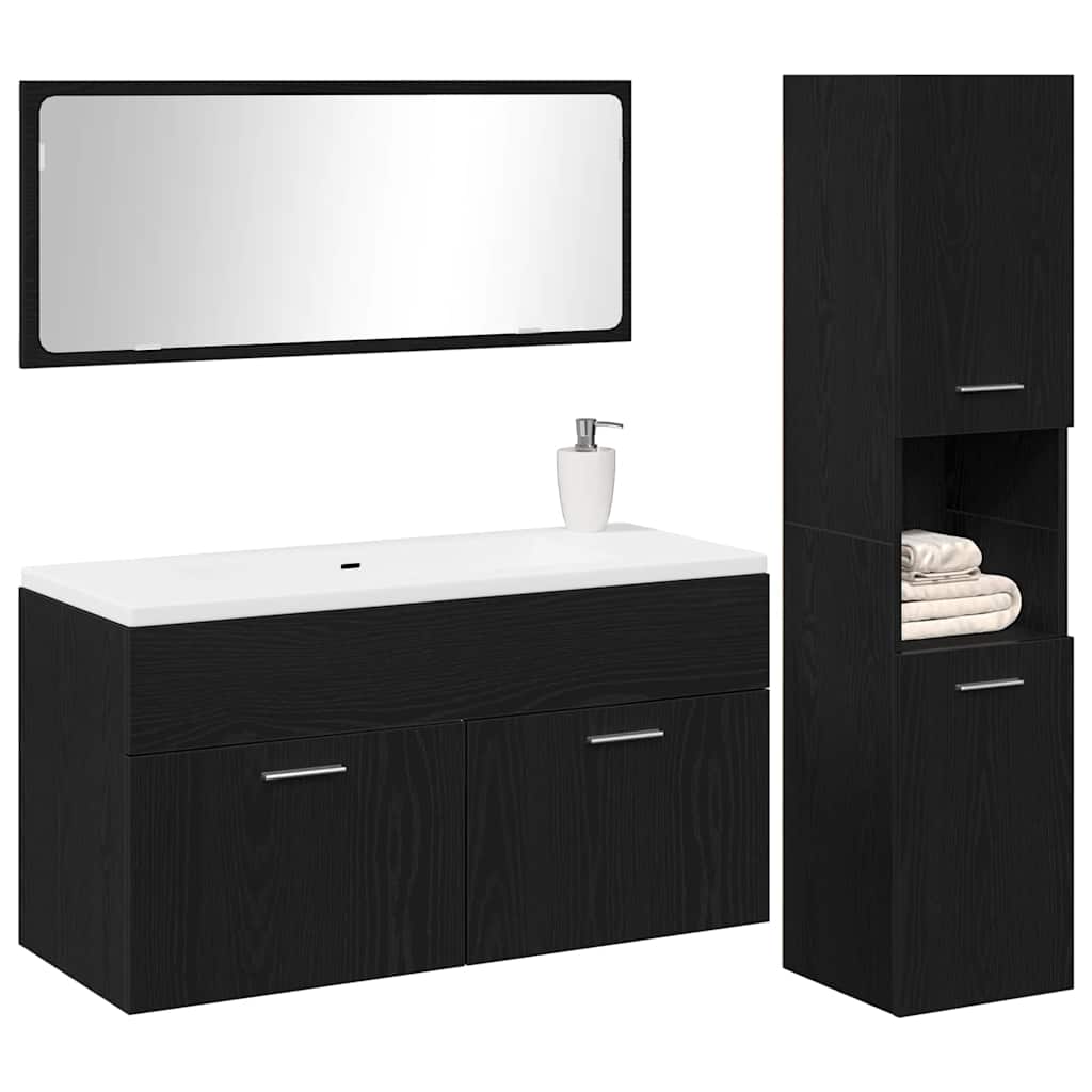Bathroom Furniture Set 3 Pcs Engineered Wood