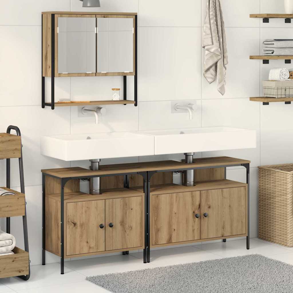 3 Piece Bathroom Furniture Set Engineered Wood