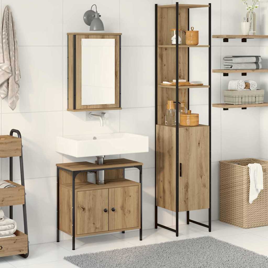 3 Piece Bathroom Furniture Set Engineered Wood