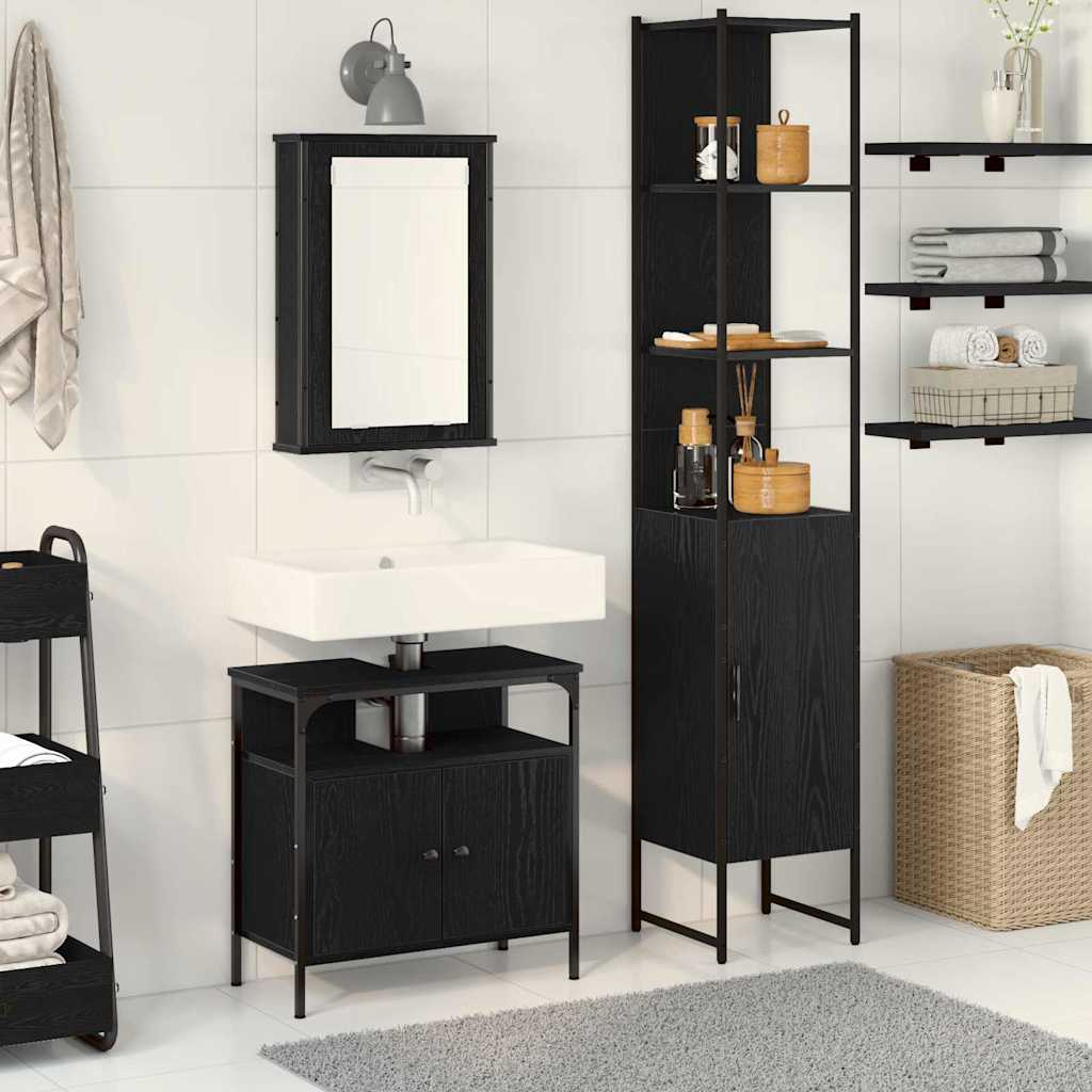 3 Piece Bathroom Furniture Set Engineered Wood