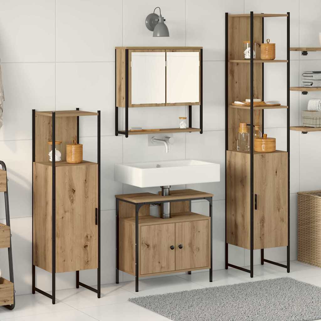4 Piece Bathroom Furniture Set Engineered Wood