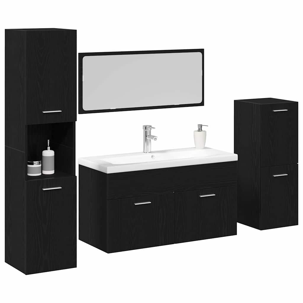 Bathroom Furniture Set 4 Pcs Engineered Wood
