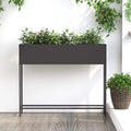 Planter Silver Galvanised Metal Raised Garden Outdoor Flower Vegetable Bed Black