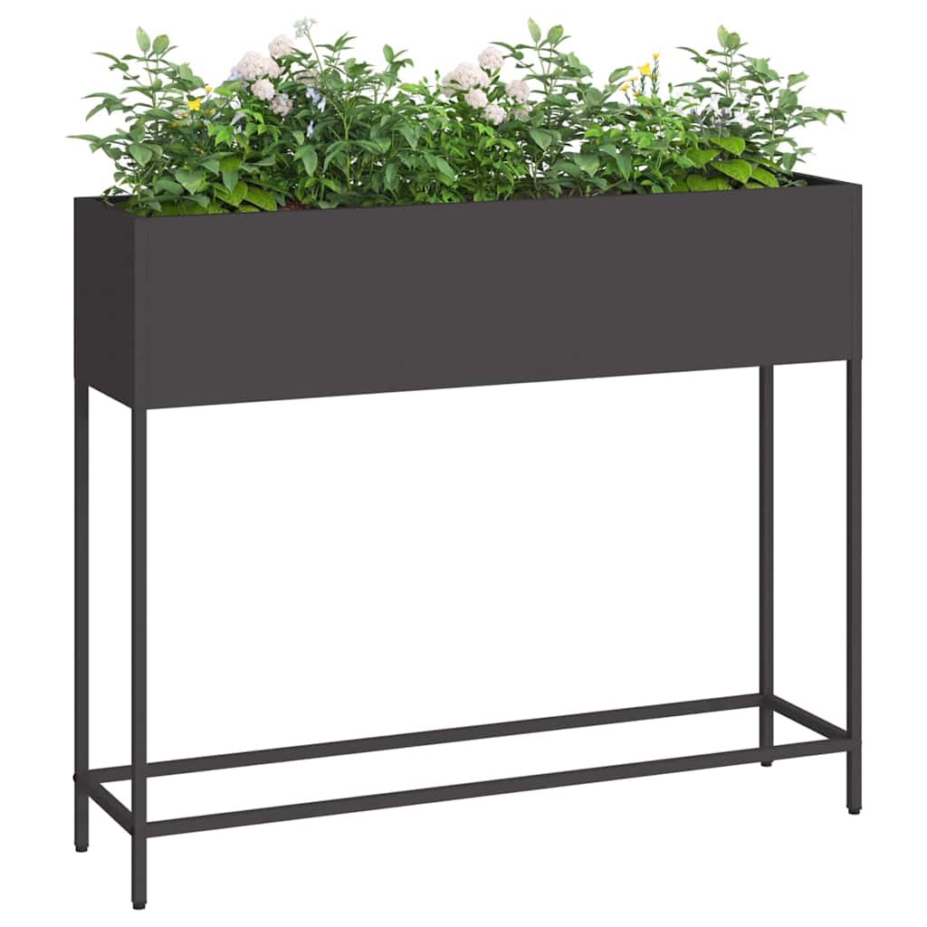Planter Silver Galvanised Metal Raised Garden Outdoor Flower Vegetable Bed Black
