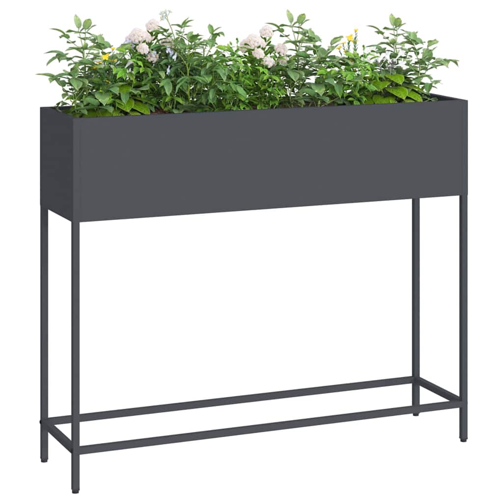 Planter Silver Galvanised Metal Raised Garden Outdoor Flower Vegetable Bed Black