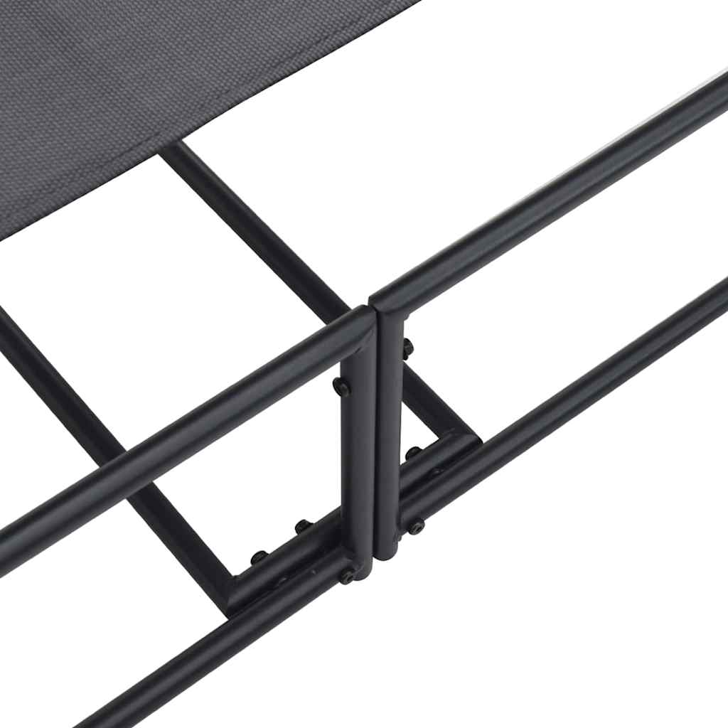 Garden Sunbed With Pillow 2 Pcs Black Powder-Coated Steel