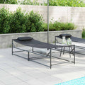 Garden Sunbed With Pillow 2 Pcs Black Powder-Coated Steel