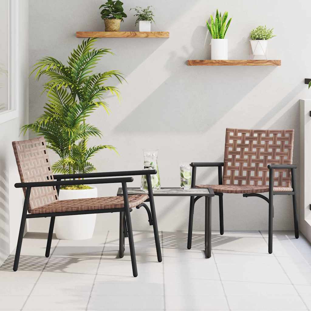 Garden Chair 2 Pcs Brown Poly Rattan