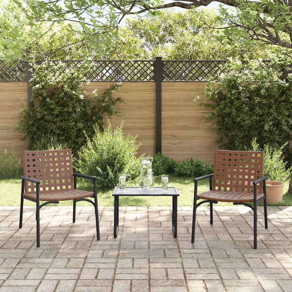 Garden Chair 2 Pcs Brown Poly Rattan