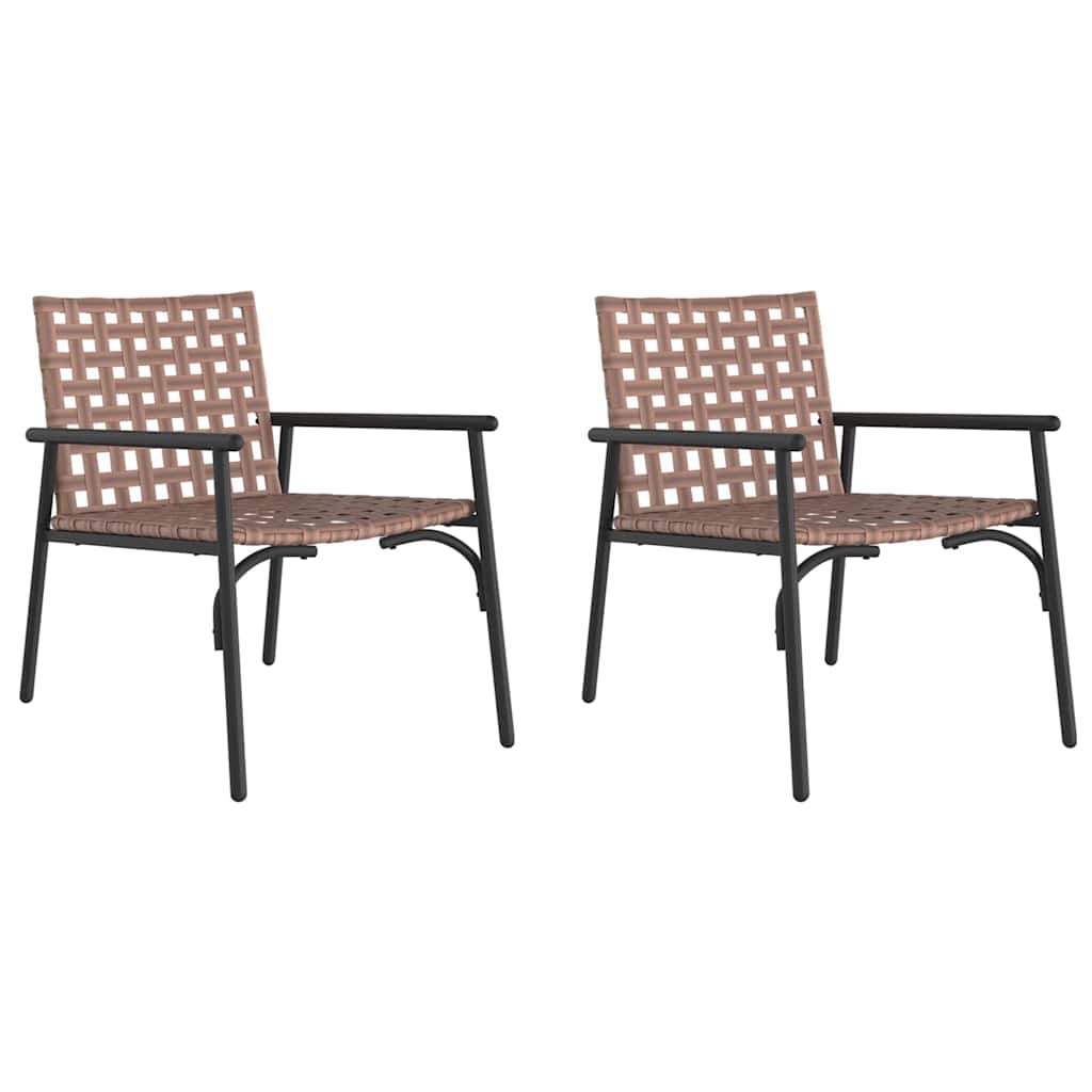 Garden Chair 2 Pcs Brown Poly Rattan