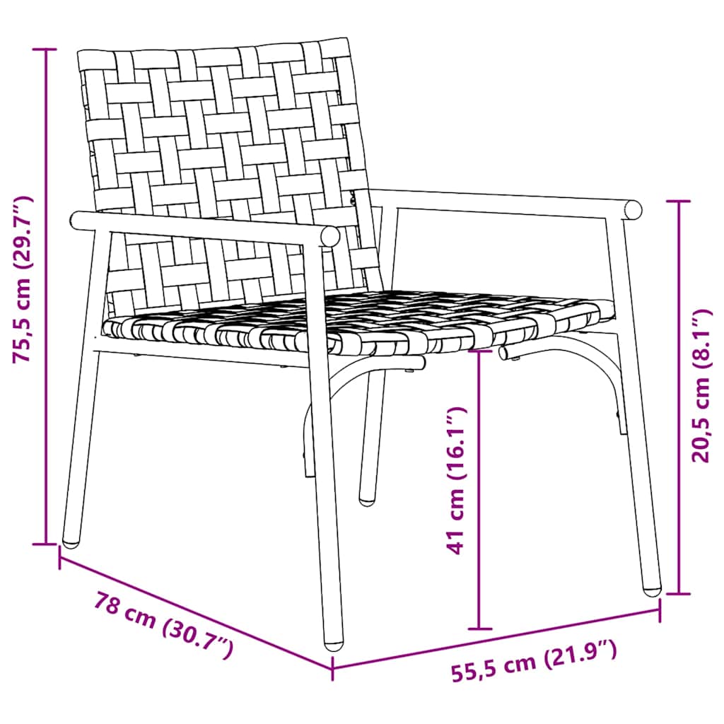 Garden Chair 2 Pcs Brown Poly Rattan