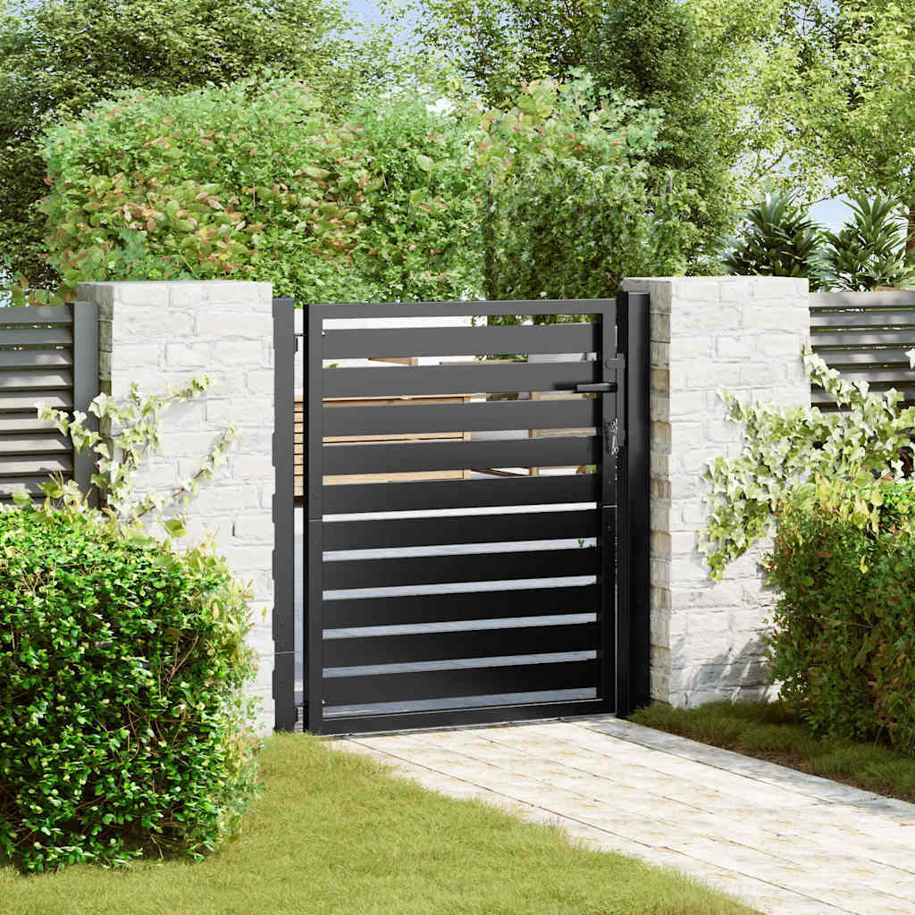 Garden Gate Lockable Black Aluminium