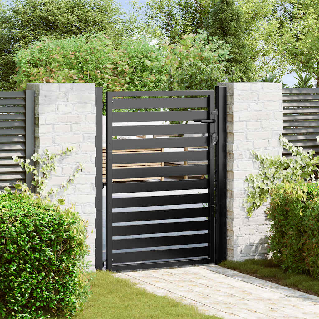 Garden Gate Lockable Black Aluminium