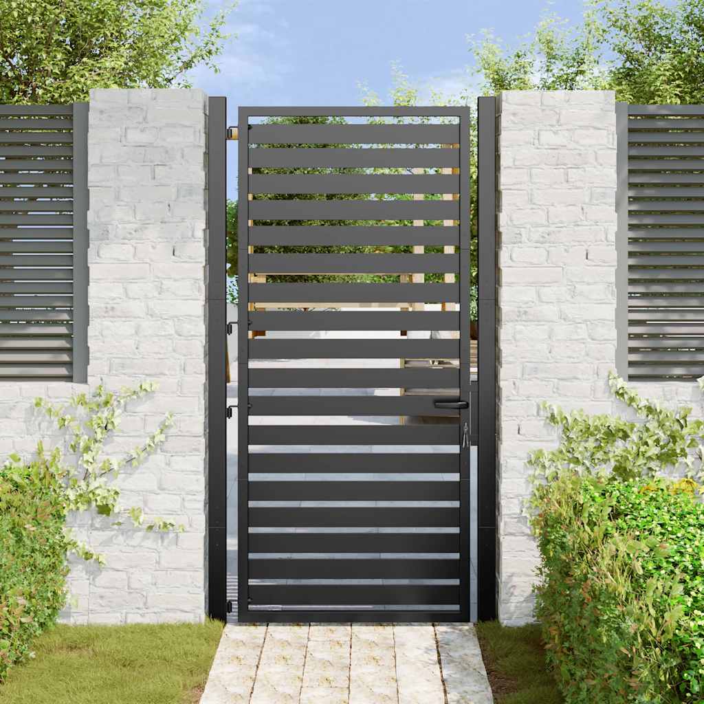 Garden Gate Lockable Black Aluminium