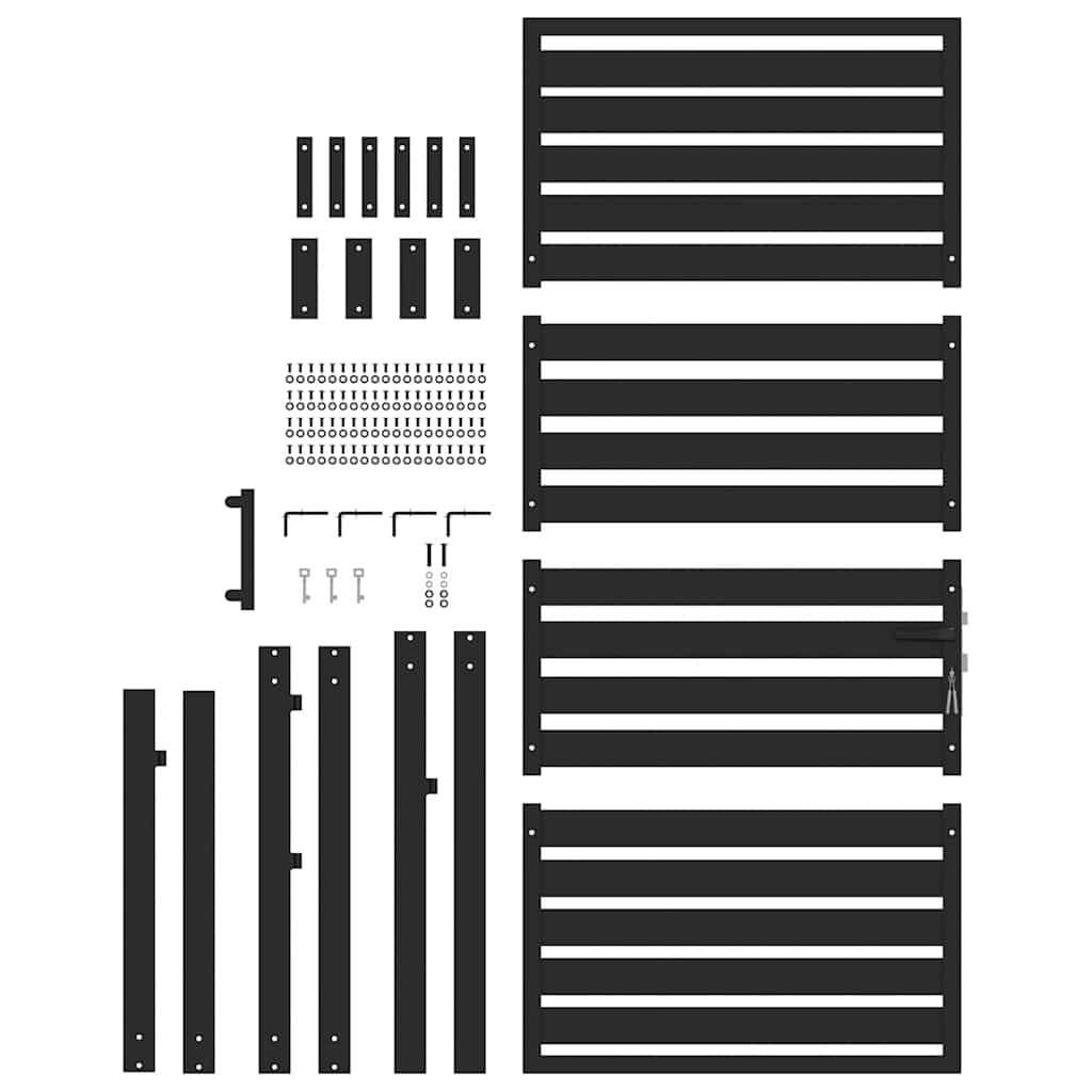 Garden Gate Lockable Black Aluminium
