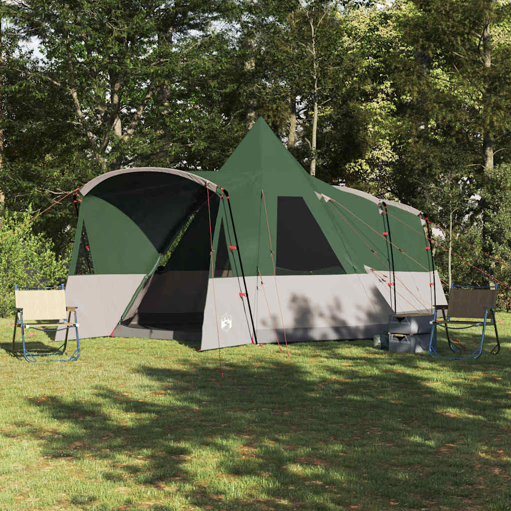Tents 8 Person Family Teepee Tent Large Waterproof Camping Shelter Grey Orange G