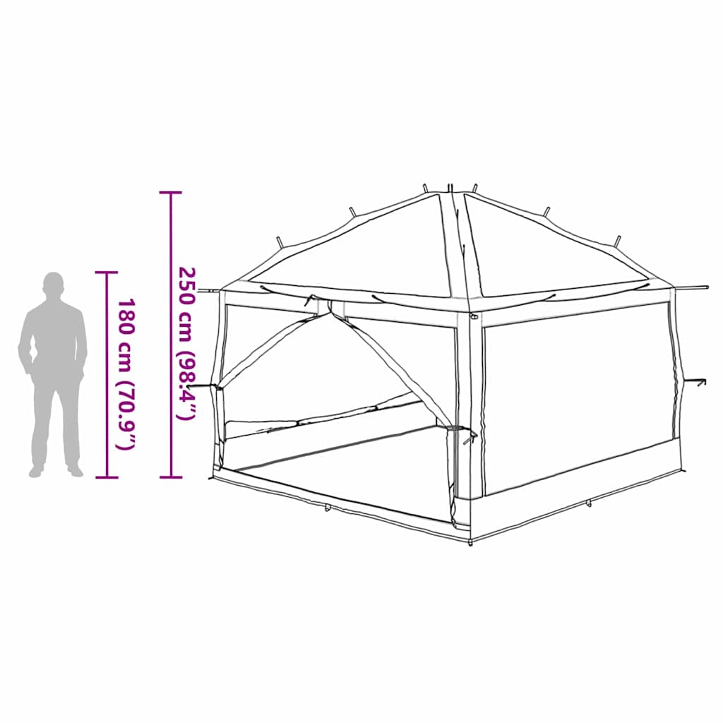 Inner Tent 7-Person With Roof And Grey 300 X 300X 250 Cm