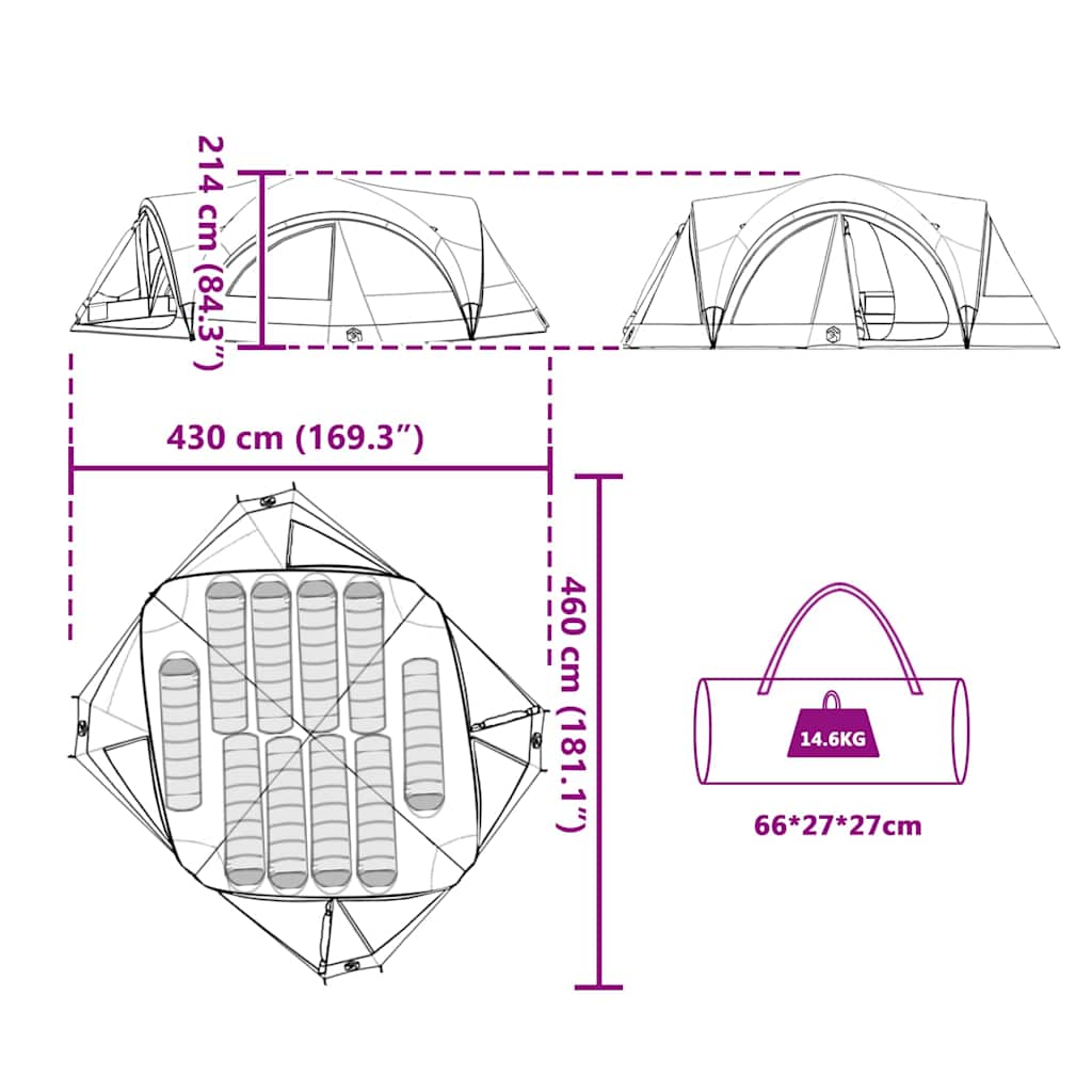 Family Tent 10-Person 460 X 430 X 214 Cm