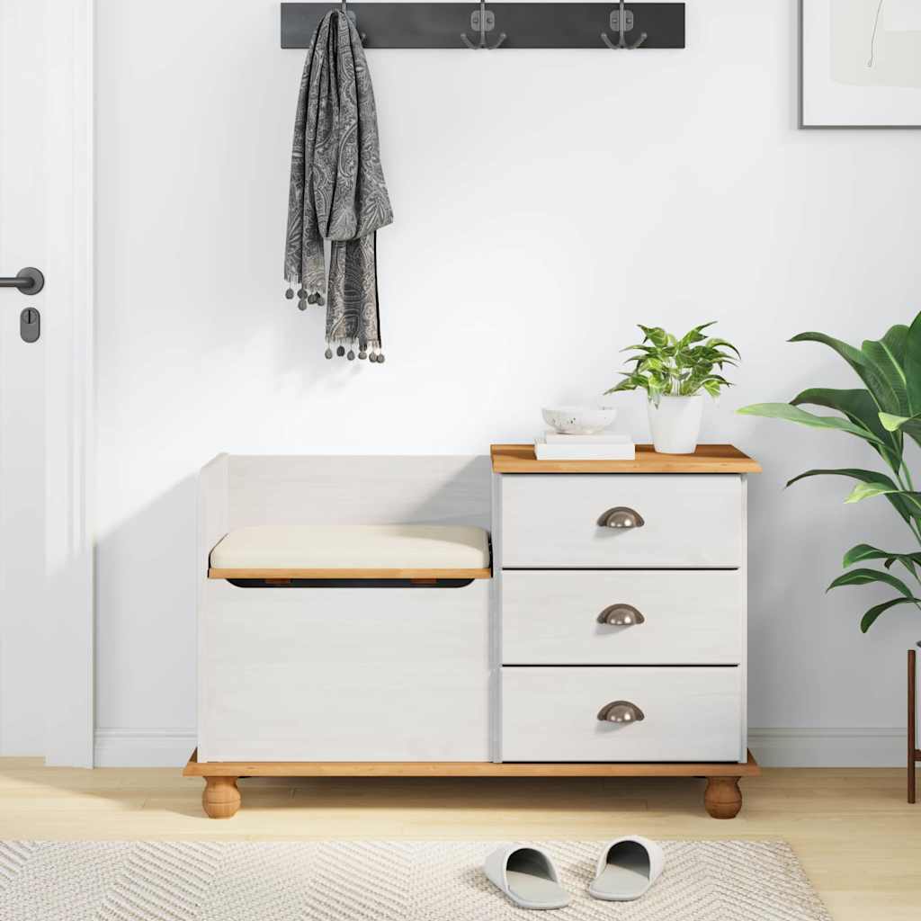 Storage Bench Askim 100 X 39 X 62 Cm Solid Pine Wood