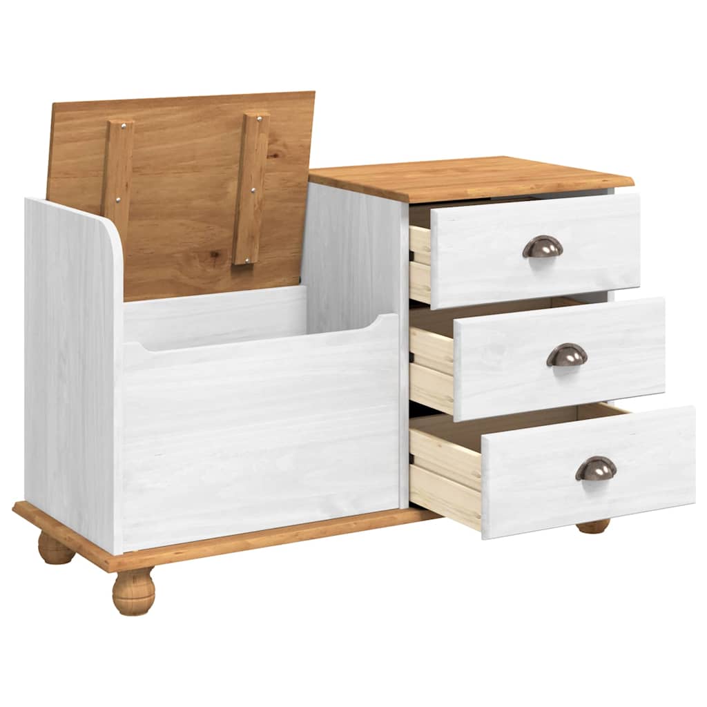 Storage Bench Askim 100 X 39 X 62 Cm Solid Pine Wood