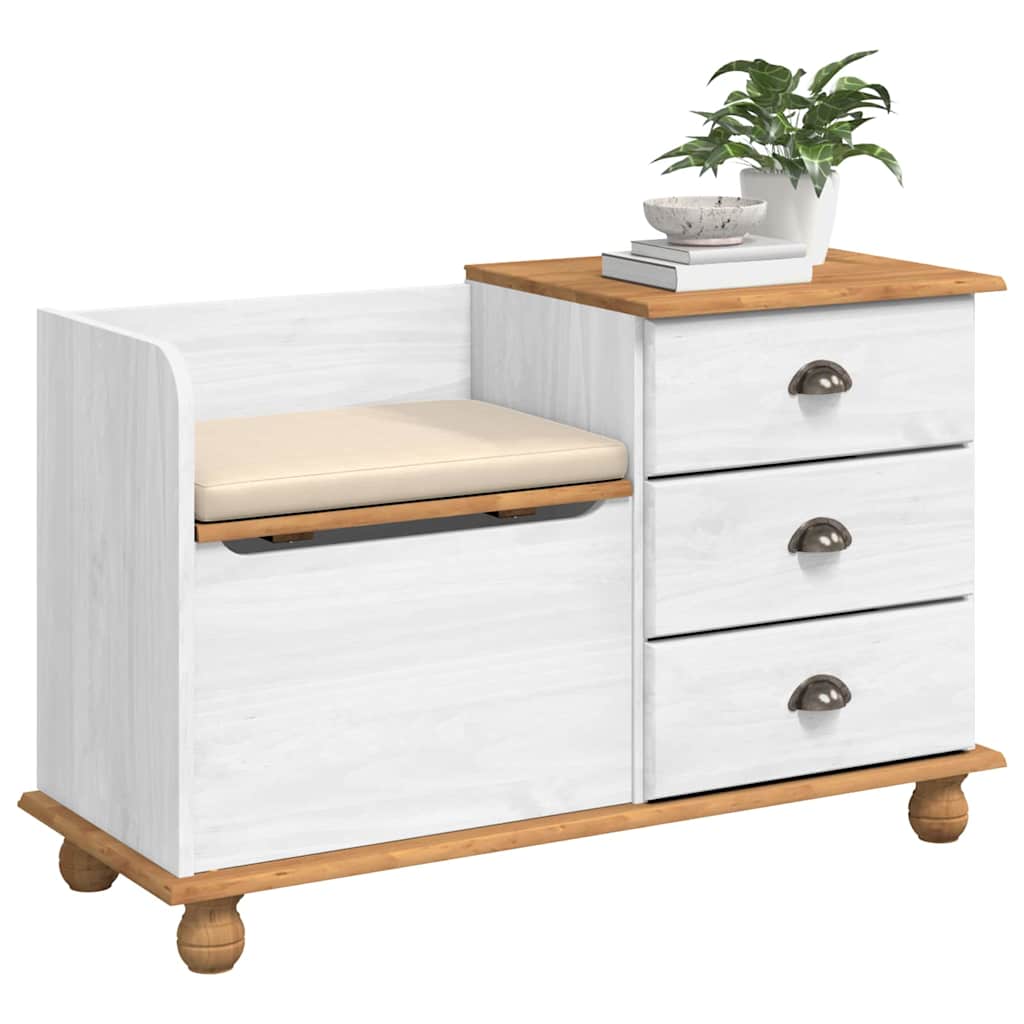 Storage Bench Askim 100 X 39 X 62 Cm Solid Pine Wood