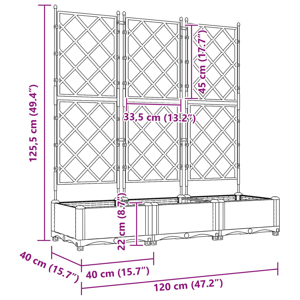 Garden Planter 3 Pcs Pp
