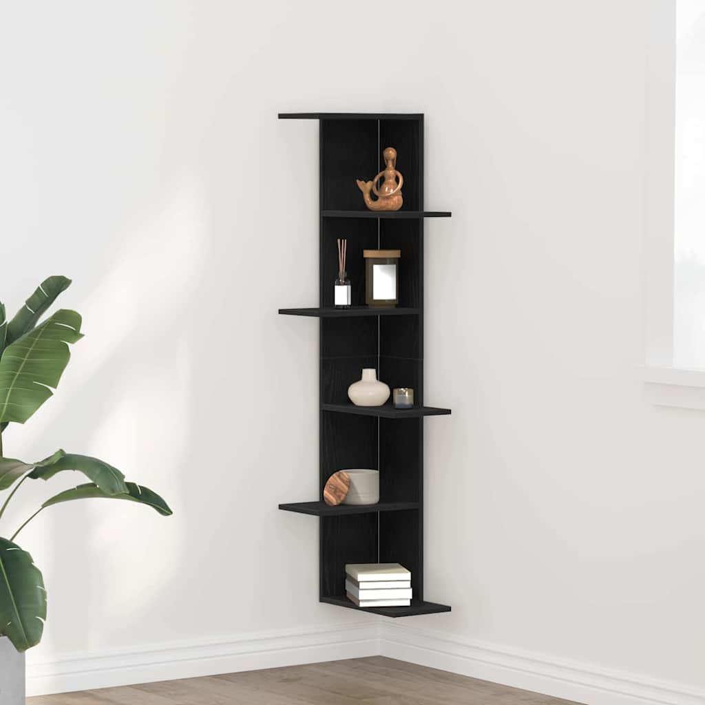 Wall Corner Shelf 36.5X36.5X140 Cm Engineered Wood