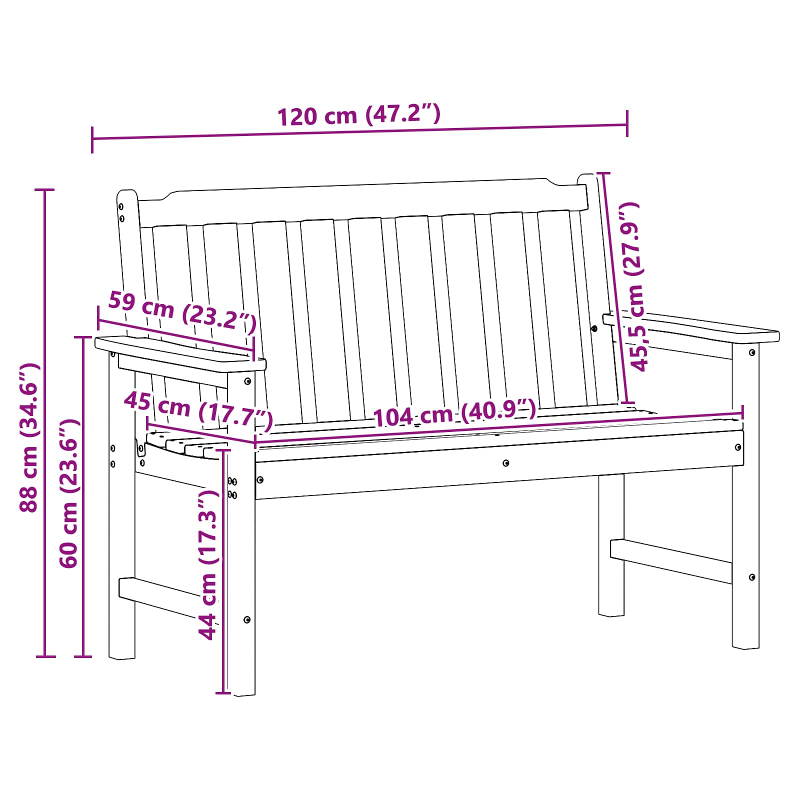 Garden 120 X 59 X 88 Cm Hdpe