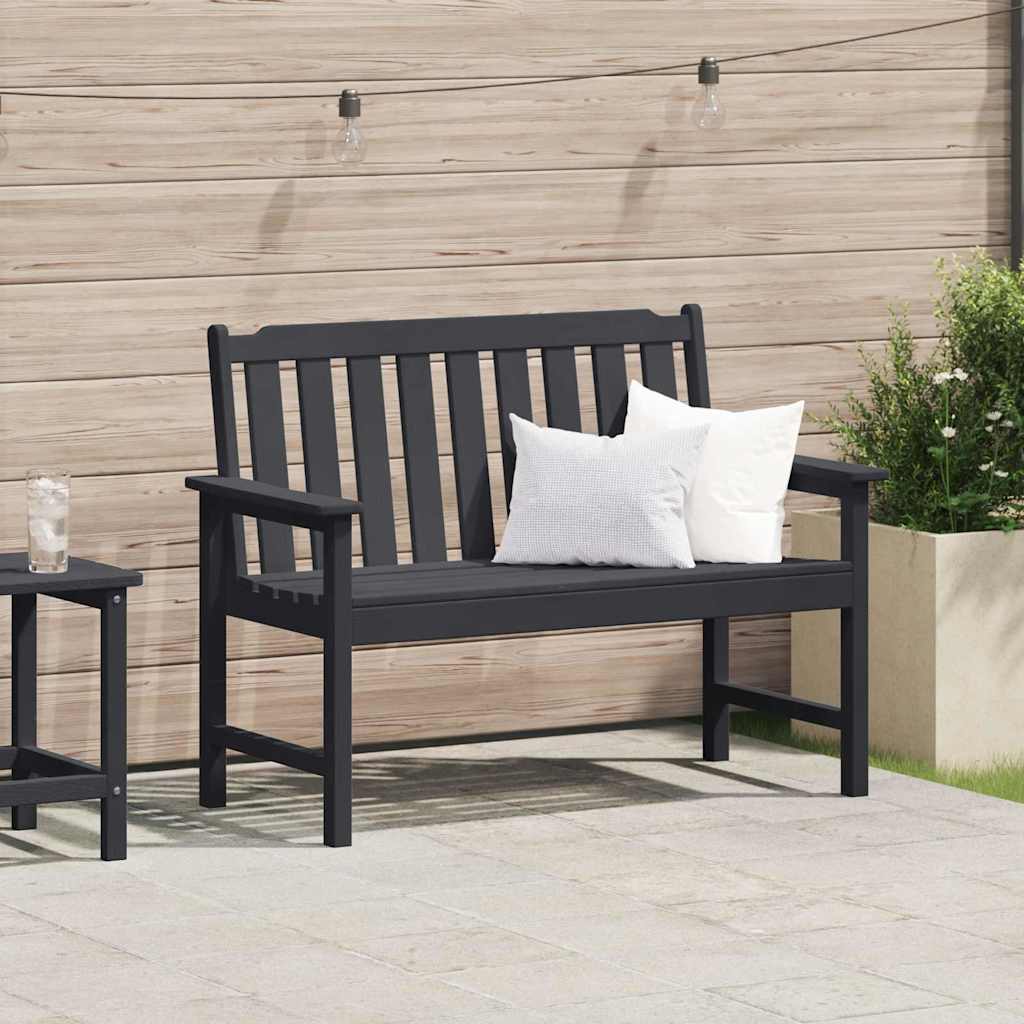 Outdoor Chair 120cm HDPE Garden Bench Grey Patio Seat Weather Resistant Black 12