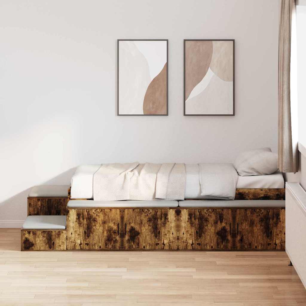 Storage Bed Frame 234 X 103 X 53.5 Cm Engineered Wood