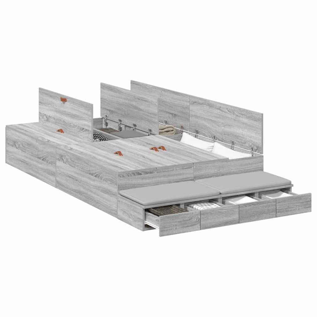 Storage Bed Frame 120 Cm Engineered Wood