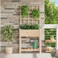 Planter Fir Wood Garden Shelf Raised Flower Bed Outdoor Beige 98Cm 115 X 60.5 X
