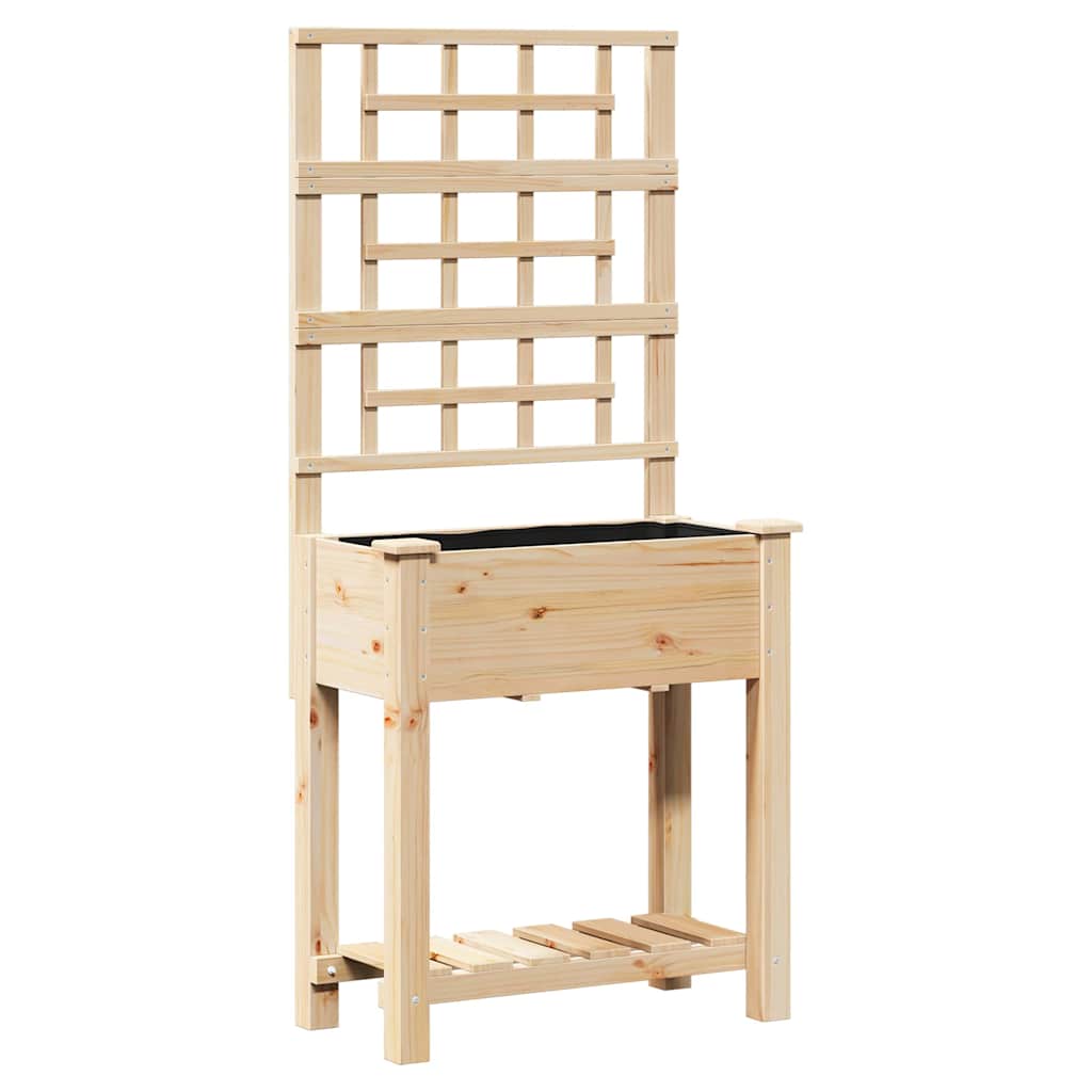 Garden Planter With Shelf Beige Solid Fir Wood
