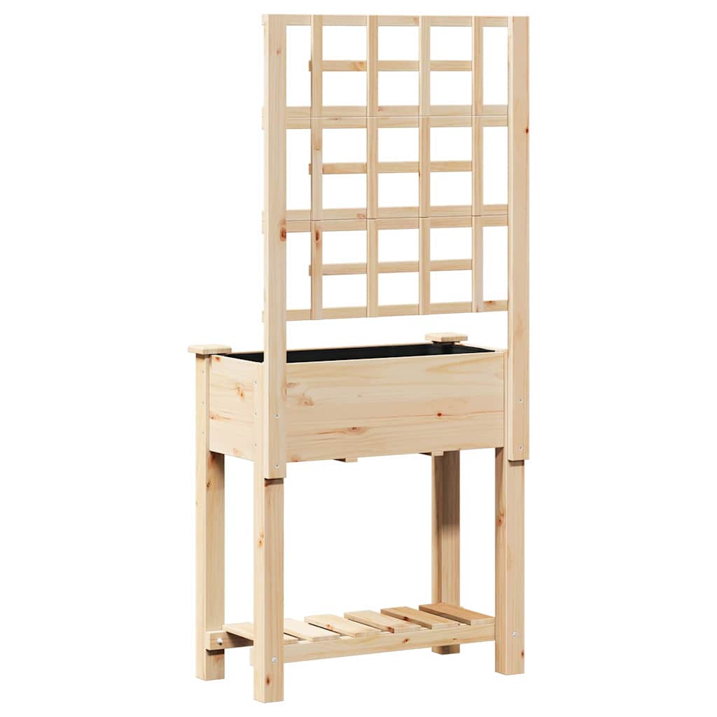 Garden Planter With Shelf Beige Solid Fir Wood