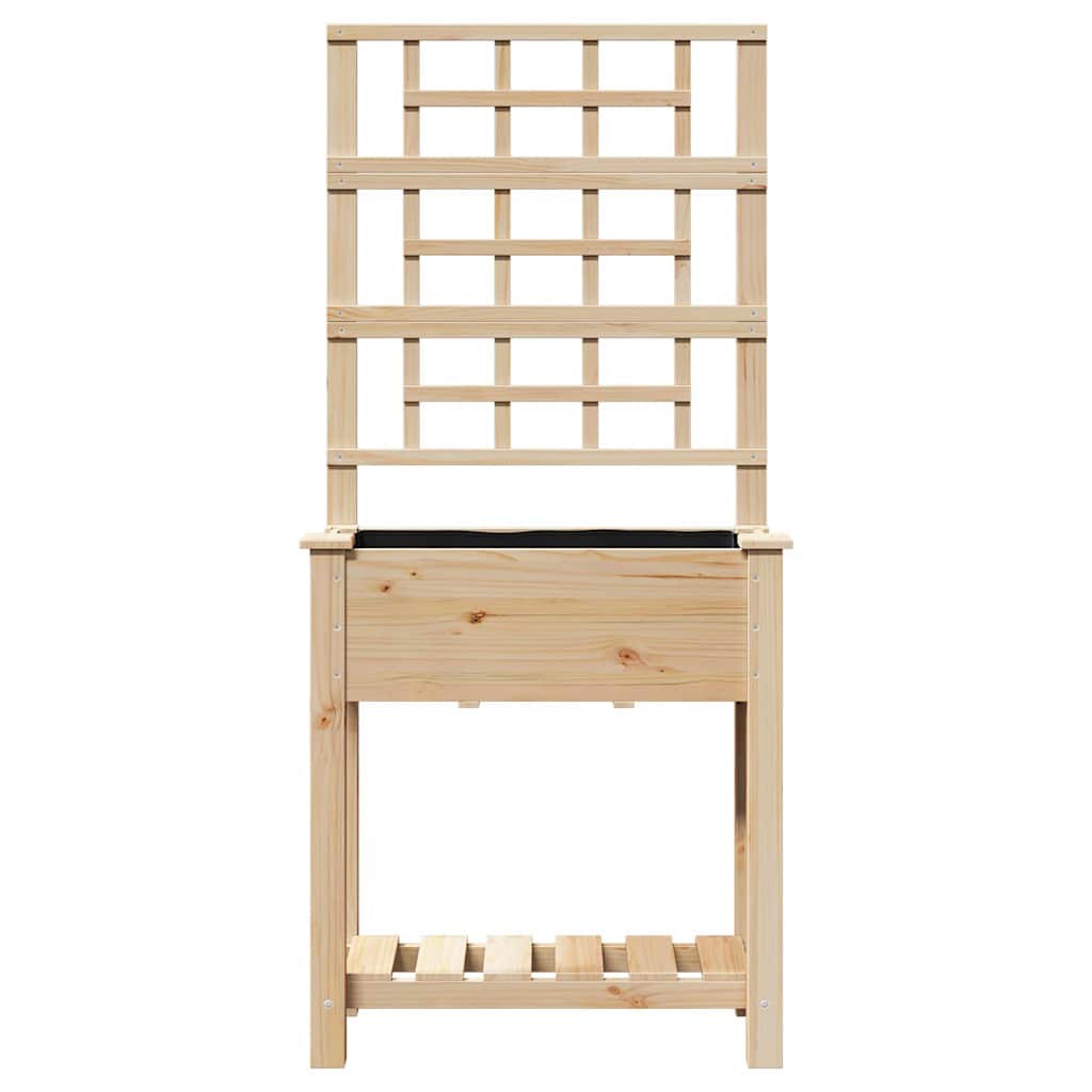 Garden Planter With Shelf Beige Solid Fir Wood