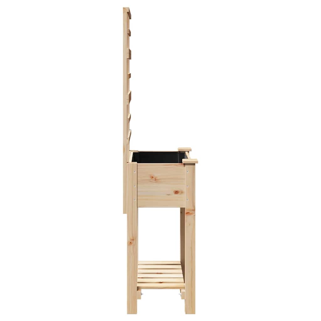 Garden Planter With Shelf Beige Solid Fir Wood