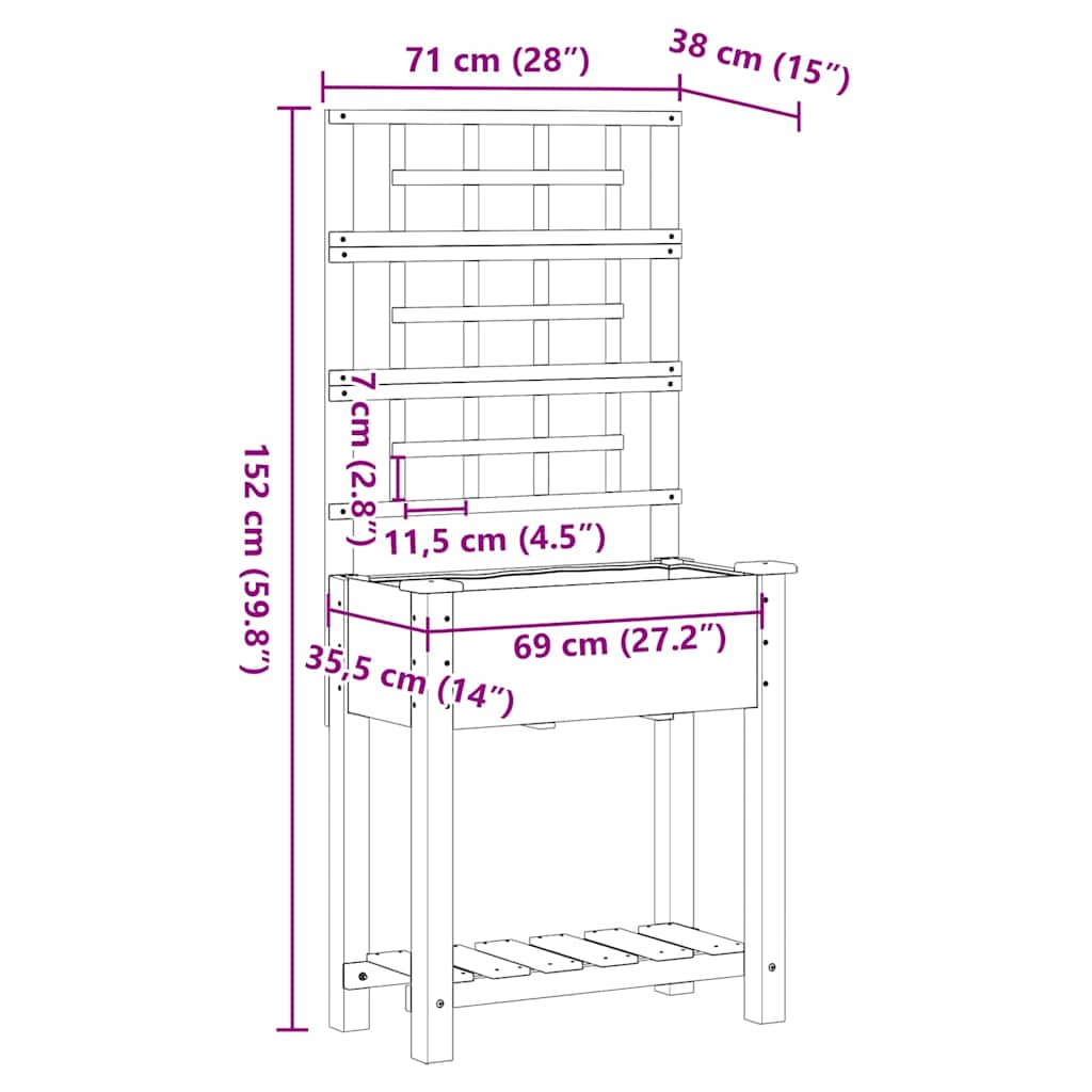 Garden Planter With Shelf Beige Solid Fir Wood