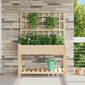 Garden Planter With Shelf Beige Solid Fir Wood