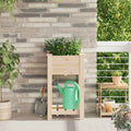 Planter Fir Wood Garden Raised Flower Bed Outdoor Beige Wooden Box 45 x 45 x 76.