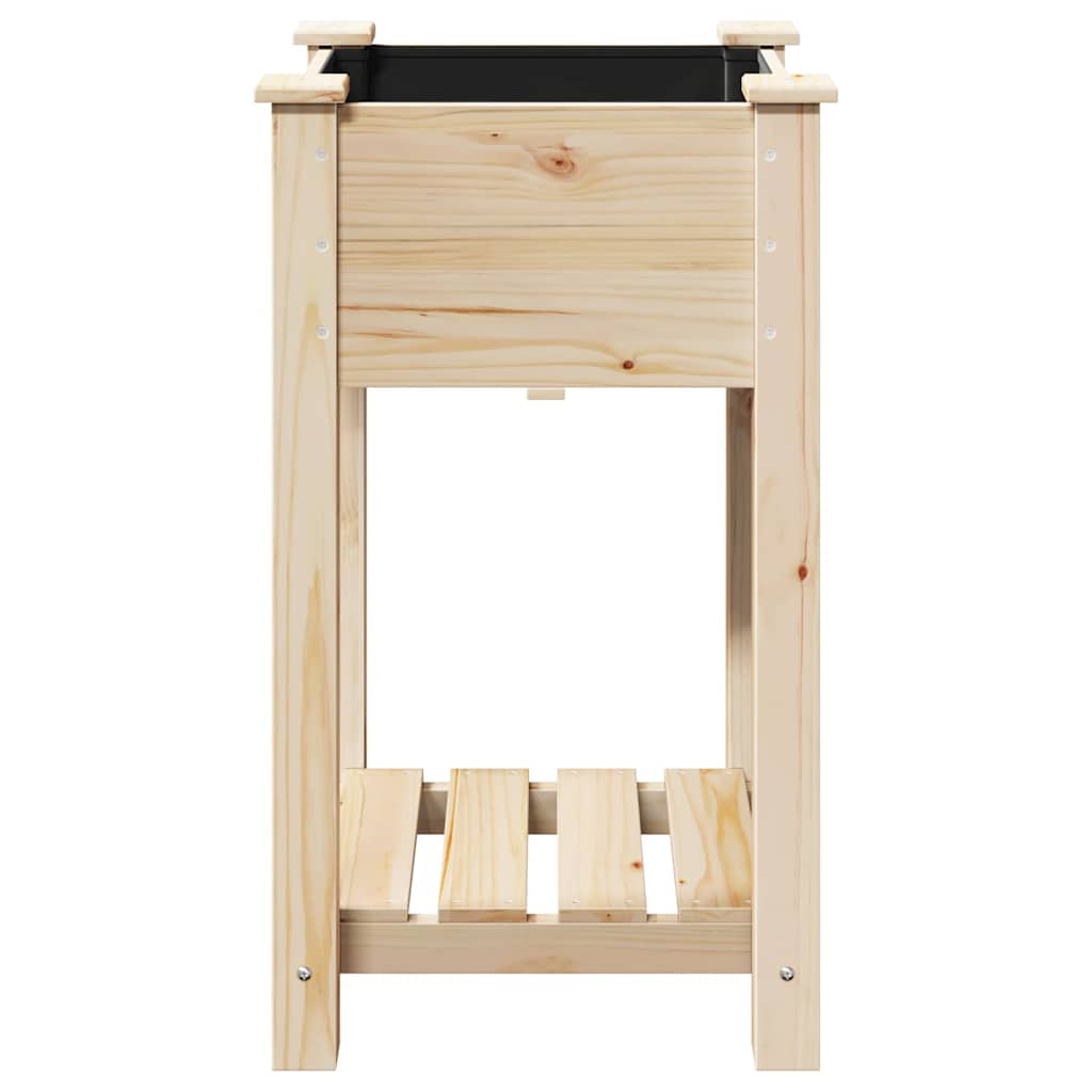 Planter Fir Wood Garden Raised Flower Bed Outdoor Beige Wooden Box 45 x 45 x 76.