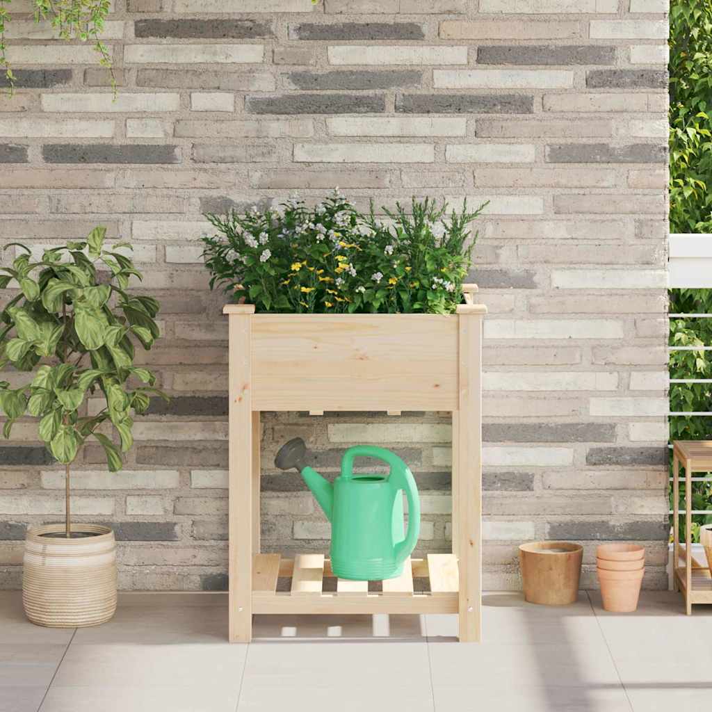 Planter Fir Wood Garden Raised Flower Bed Outdoor Beige Wooden Box 45 X 45 X 76.