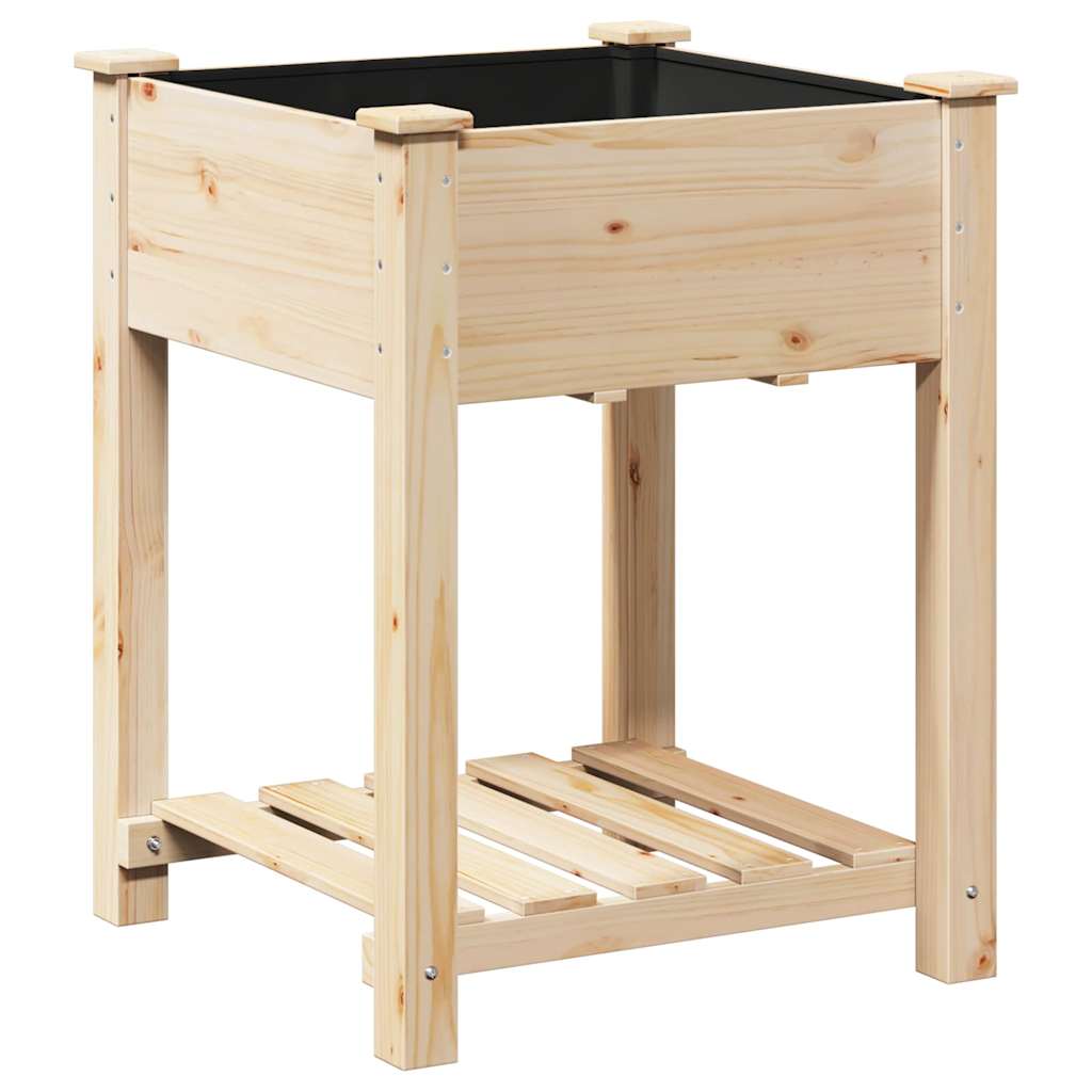 Planter Fir Wood Garden Raised Flower Bed Outdoor Beige Wooden Box 45 X 45 X 76.
