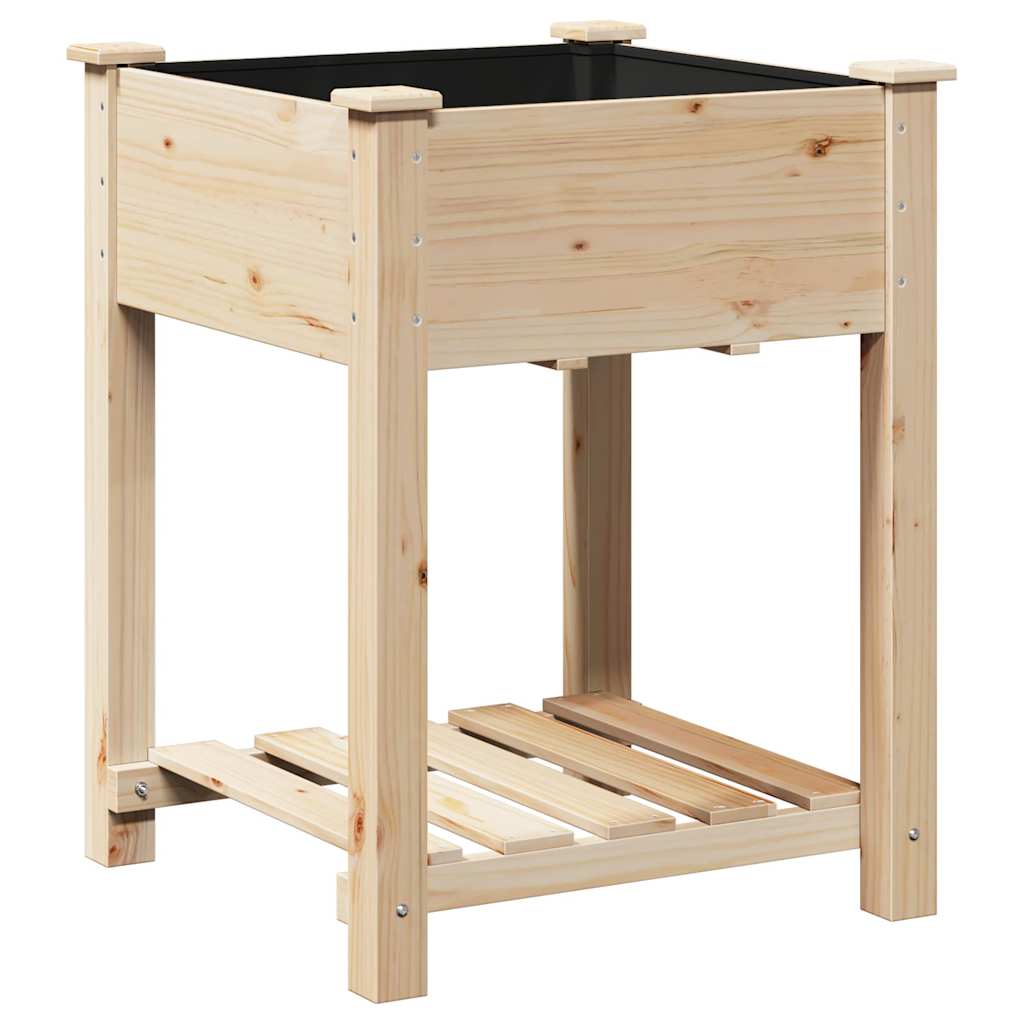 Planter Fir Wood Garden Raised Flower Bed Outdoor Beige Wooden Box 45 X 45 X 76.
