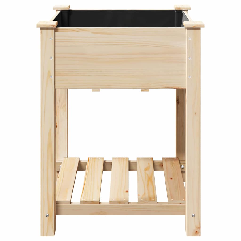 Planter Fir Wood Garden Raised Flower Bed Outdoor Beige Wooden Box 45 x 45 x 76.