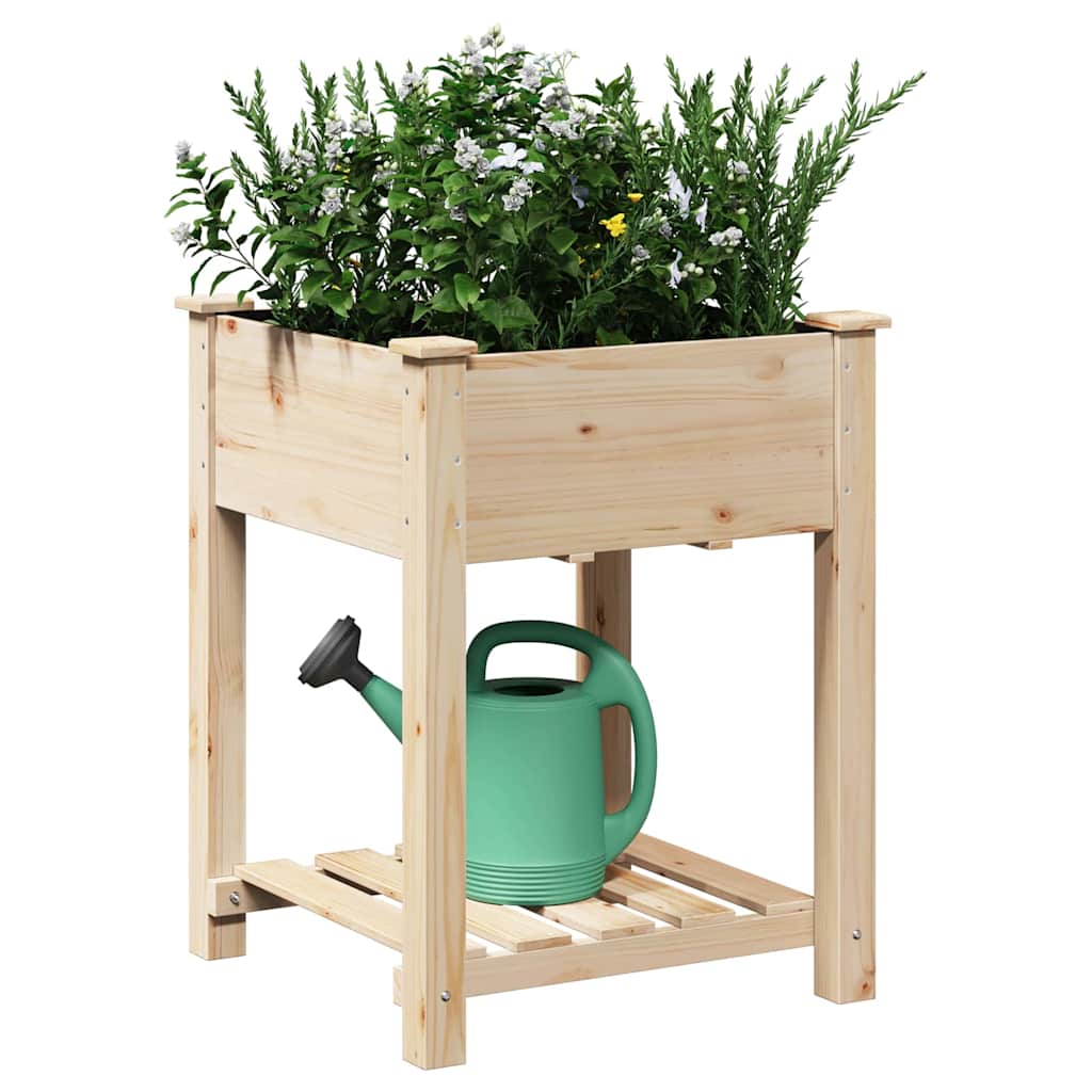 Planter Fir Wood Garden Raised Flower Bed Outdoor Beige Wooden Box 45 X 45 X 76.